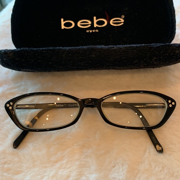 Bebe Black Cat Eye Eyeglasses Glasses w/ Cluster Rhinestones Vintage Pink Ladies - Picture 1 of 9